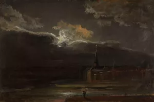 Dresden in Moonlight by Johan Christian Dahl Oil Painting