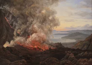 Eruption of the Volcano Vesuvius by Johan Christian Dahl Oil Painting
