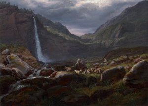 Feige Waterfall Oil painting by Johan Christian Dahl