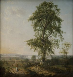Landscape with a Big Tree by Johan Christian Dahl Oil Painting