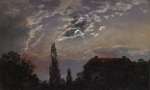 Moonlit Landscape by Johan Christian Dahl Oil Painting
