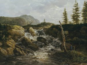 Mountainous Landscape with a Waterfall, Norway Oil painting by Johan Christian Dahl