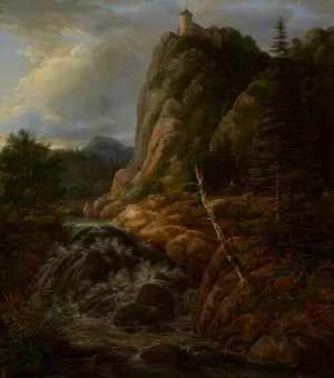 Nordic Landscape with a Castle by Johan Christian Dahl Oil Painting