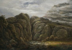 Norwegian Mountain Landscape by Johan Christian Dahl Oil Painting