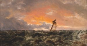 Seascape with a Wreck by Johan Christian Dahl Oil Painting