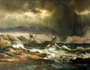 Shipwrech by Johan Christian Dahl Oil Painting