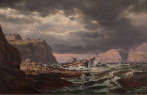 Shipwreck on the Coast of Norway by Johan Christian Dahl Oil Painting