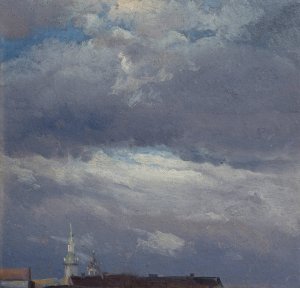 Stormclouds over the Castle Tower in Dresden by Johan Christian Dahl Oil Painting