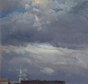Stormclouds over the Castle Tower in Dresden by Johan Christian Dahl Oil Painting