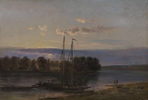 The Elbe at Sunset by Johan Christian Dahl Oil Painting