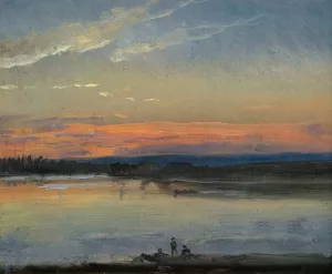 The Elbe In Evening Light by Johan Christian Dahl Oil Painting