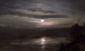 The Elbe in Moonlight Oil painting by Johan Christian Dahl
