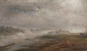 The Elbe on a foggy Morning by Johan Christian Dahl Oil Painting