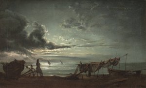 The Gulf of Naples. Moonlight by Johan Christian Dahl Oil Painting