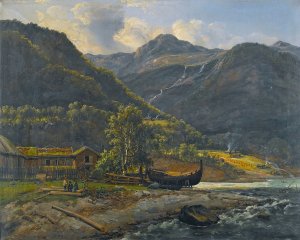 View At Skjolden In Lyster Oil painting by Johan Christian Dahl