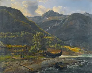 View At Skjolden In Lyster Oil painting by Johan Christian Dahl