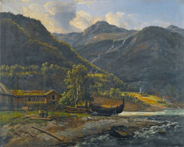 View At Skjolden In Lyster  by Johan Christian Dahl - Hand-Painted Oil Painting Reproduction