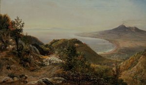 View from Pimonte by Johan Christian Dahl Oil Painting
