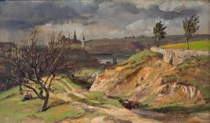 View of Meissen. Study by Johan Christian Dahl Oil Painting