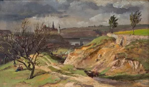 View of Meissen. Study by Johan Christian Dahl Oil Painting