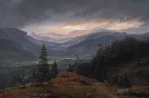View over Hallingdal Oil painting by Johan Christian Dahl