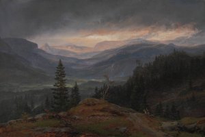 View over Hallingdal by Johan Christian Dahl Oil Painting