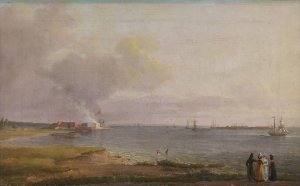 View over oresund near the Lime Works by Johan Christian Dahl Oil Painting