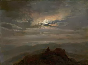 Wanderer on a Mountain Top by Johan Christian Dahl Oil Painting