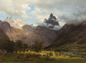 Landscape from Romsdalen by Johan Fredrik Eckersberg Oil Painting