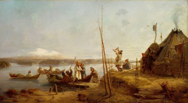 Main Product Photo of Bridal Homecoming at Lake Hornavan Painting by Johan Fredrik Hockert