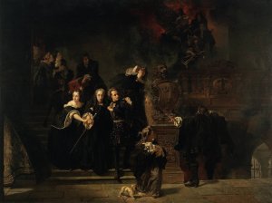 The Fire at the Royal Palace, Stockholm, May 7th, 1697 by Johan Fredrik Hockert Oil Painting
