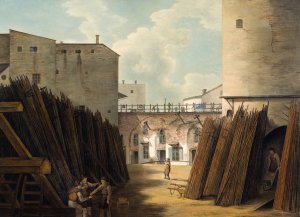 Den gamla jarnvagen vid Slussen, Stockholm by Johan Fredrik Julin Oil Painting