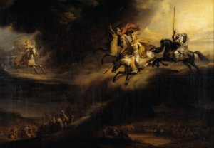 Valkyries Riding Into Battle by Johan Gustaf Sandberg Oil Painting