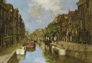 The Spuiwater And Delftsche Vaart, Rotterdam by Johan Hendrik Van Mastenbroek Oil Painting