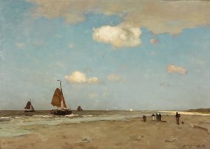 Beach scene by Johan Hendrik Weissenbruch Oil Painting