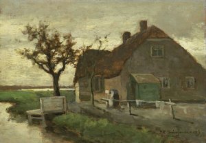 Boerenhuis aan een vaart by Johan Hendrik Weissenbruch Oil Painting