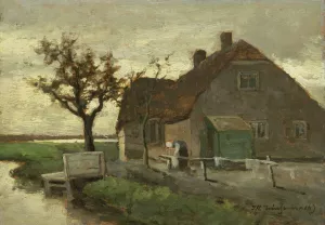 Boerenhuis aan een vaart by Johan Hendrik Weissenbruch Oil Painting