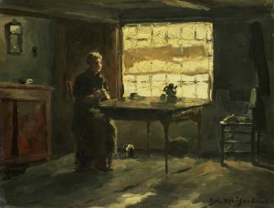 Boereninterieur by Johan Hendrik Weissenbruch Oil Painting