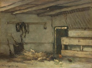 Interior of a Stable by Johan Hendrik Weissenbruch Oil Painting