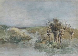 Landschap met knotwilgen langs een sloot by Johan Hendrik Weissenbruch Oil Painting