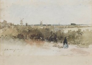 Landschap met windmolens by Johan Hendrik Weissenbruch Oil Painting