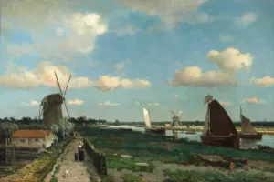 The Trekvliet by Johan Hendrik Weissenbruch Oil Painting