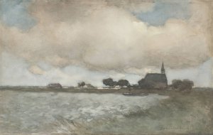 View of the Church at Noordse Dorp near Noorden by Johan Hendrik Weissenbruch Oil Painting