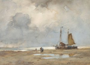 View on the Beach by Johan Hendrik Weissenbruch Oil Painting