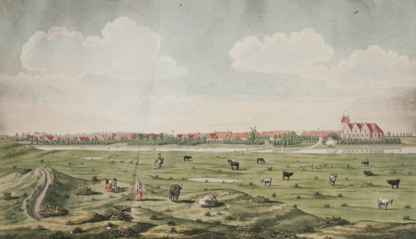 Prospekt af Praesto  by Johan Jacob Bruun - Hand-Painted Oil Painting Reproduction