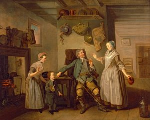 David Garrick and Mary Bradshaw in David Garrick's 'The Farmer's Return' by Johan Joseph Zoffany Oil Painting