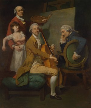 Self-Portrait with His Daughter Maria Theresa, James Cervetto, and Giacobbe Cervetto by Johan Joseph Zoffany Oil Painting