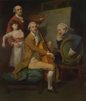 Self-Portrait with His Daughter Maria Theresa, James Cervetto, and Giacobbe Cervetto by Johan Joseph Zoffany Oil Painting