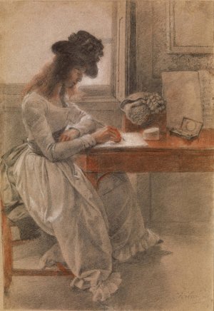 The Artist's Daughter, Cecilia, Seated At A Writing Desk by Johan Joseph Zoffany Oil Painting