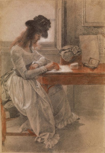 Main Product Photo of The Artist's Daughter, Cecilia, Seated At A Writing Desk Painting by Johan Joseph Zoffany